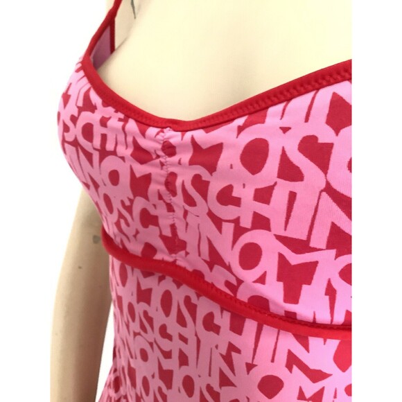 MOSCHINO Pink & Red Word Logo One Piece Swimsuit Maillot (Size 34/M) - Picture 14 of 16